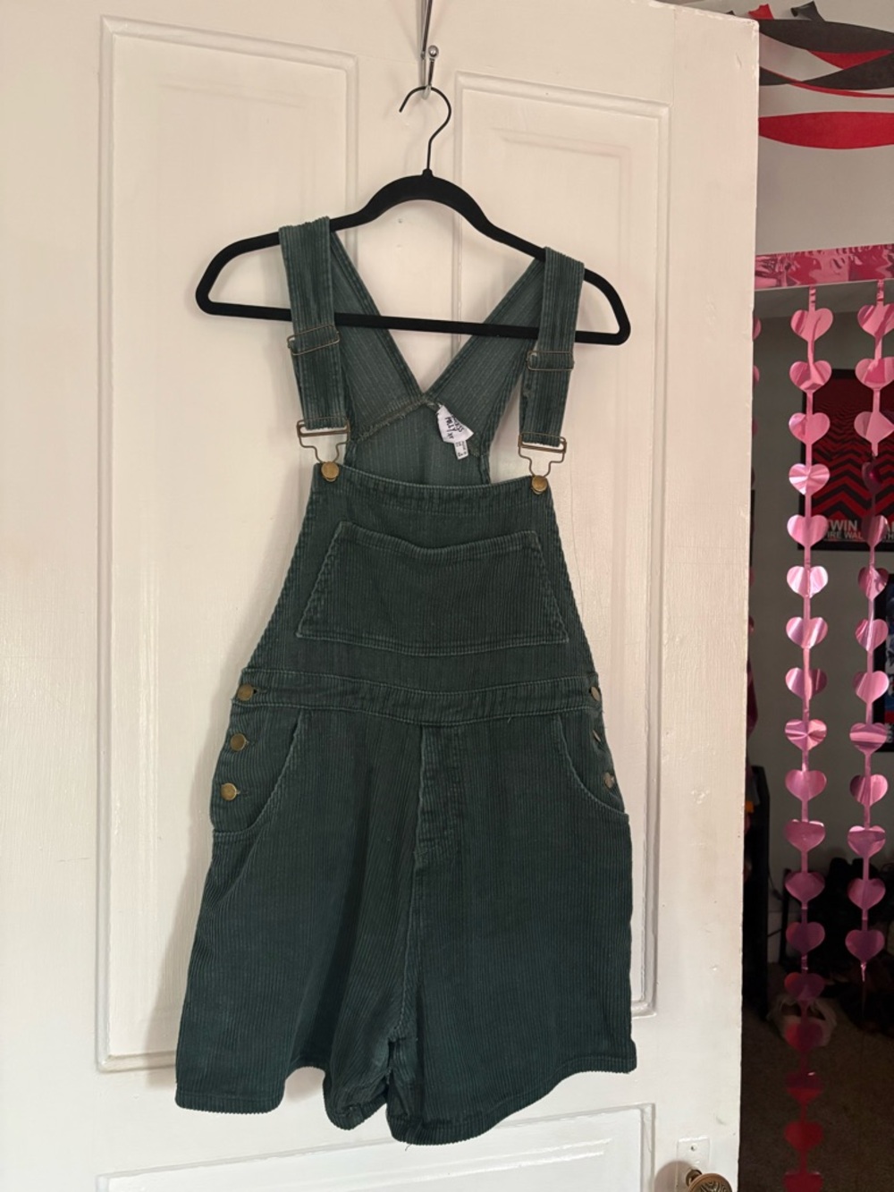 Princess Polly Green Corduroy Short Overalls